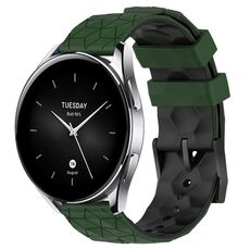 Per Xiaomi MI Watch S2 Cinturino per orologio in silicone bicolore da 22 mm con motivo a calcio (verde militare + nero)
