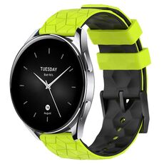 Per Xiaomi MI Watch S2 Cinturino per orologio in silicone bicolore da 22 mm con motivo a calcio (verde lime + nero)
