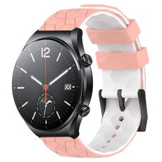 Per Xiaomi MI Watch S1 Cinturino per orologio in silicone bicolore da 22 mm con motivo a calcio (rosa + bianco)