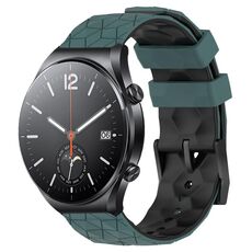 Per Xiaomi MI Watch S1 Cinturino per orologio in silicone bicolore da 22 mm con motivo a calcio (verde oliva + nero)