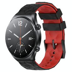 Per Xiaomi MI Watch S1 Cinturino per orologio in silicone bicolore da 22 mm con motivo a calcio (nero + rosso)