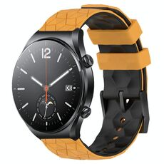 Per Xiaomi MI Watch S1 Cinturino per orologio in silicone bicolore da 22 mm con motivo a calcio (giallo + nero)