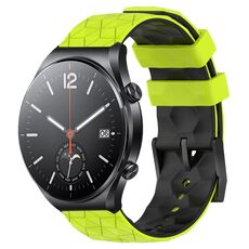 Per Xiaomi MI Watch S1 Cinturino per orologio in silicone bicolore da 22 mm con motivo a calcio (verde lime + nero)