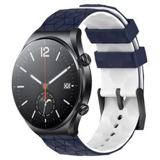 Per Xiaomi MI Watch S1 Cinturino per orologio in silicone bicolore da 22 mm con motivo a calcio (blu notte + bianco)