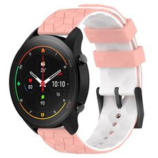 Per Xiaomi MI Watch S1 Pro 22mm Cinturino in silicone bicolore con motivo a calcio (rosa + bianco)