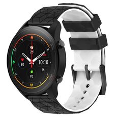Per Xiaomi MI Watch S1 Pro 22mm Cinturino in silicone bicolore con motivo a calcio (nero + bianco)