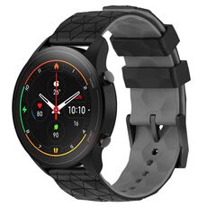 Per Xiaomi MI Watch S1 Pro 22mm Cinturino in silicone bicolore con motivo a calcio (nero + grigio)