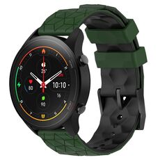 Per Xiaomi MI Watch S1 Pro 22mm Cinturino in silicone bicolore con motivo a calcio (verde militare + nero)