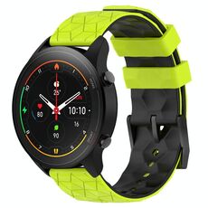 Per Xiaomi MI Watch S1 Pro 22mm Cinturino per orologio in silicone bicolore con motivo a calcio (verde lime + nero)