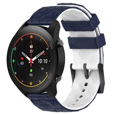 Per Xiaomi MI Watch S1 Pro 22mm Cinturino in silicone bicolore con motivo a calcio (blu notte + bianco)