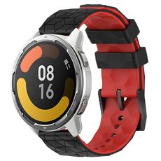 Per Xiaomi MI Watch Color 2 22mm Football Pattern Cinturino in silicone bicolore (nero + rosso)