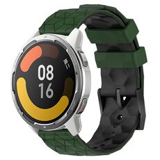 Per Xiaomi MI Watch Color 2 22mm Football Pattern Cinturino in silicone bicolore (verde militare + nero)