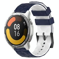 Per Xiaomi MI Watch Color 2 22mm Football Pattern Cinturino in silicone bicolore (blu notte + bianco)