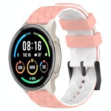 Per Xiaomi MI Watch Sport 22mm Modello di calcio Cinturino in silicone bicolore (rosa + bianco)