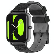 Per Xiaomi Haylou RS4 LS12 Cinturino per orologio in silicone bicolore da 22 mm con motivo a calcio (nero + grigio)