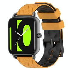 Per Xiaomi Haylou RS4 LS12 Cinturino per orologio in silicone bicolore da 22 mm con motivo a calcio (giallo + nero)