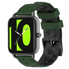 Per Xiaomi Haylou RS4 LS12 Cinturino per orologio in silicone bicolore da 22 mm con motivo a calcio (verde militare + nero)