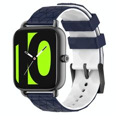 Per Xiaomi Haylou RS4 LS12 Cinturino per orologio in silicone bicolore da 22 mm con motivo a calcio (blu notte + bianco)
