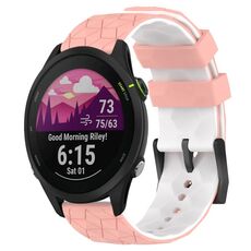Per Garmin Forerunner 255 22mm Cinturino per orologio in silicone bicolore con motivo a calcio (rosa + bianco)