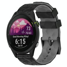 Per Garmin Forerunner 255 22mm Cinturino in silicone bicolore con motivo a calcio (nero + grigio)