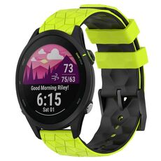 Per Garmin Forerunner 255 22mm Cinturino per orologio in silicone bicolore con motivo a calcio (verde lime + nero)