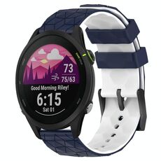 Per Garmin Forerunner 255 22mm Cinturino per orologio in silicone bicolore con motivo a calcio (blu notte + bianco)