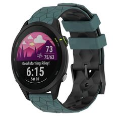 Per Garmin Forerunner 255 Music 22mm Cinturino per orologio in silicone bicolore con motivo a calcio (verde oliva + nero)