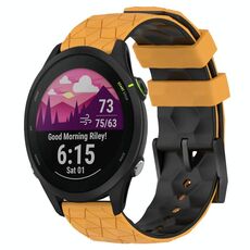 Per Garmin Forerunner 255 Music 22mm Cinturino per orologio in silicone bicolore con motivo a calcio (giallo + nero)
