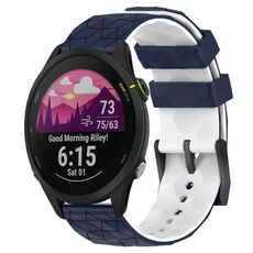 Per Garmin Forerunner 255 Music 22mm Cinturino per orologio in silicone bicolore con motivo a calcio (blu notte + bianco)