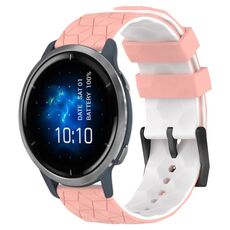 Per Garmin Venu 2 22mm Cinturino in silicone bicolore con motivo a calcio (rosa + bianco)