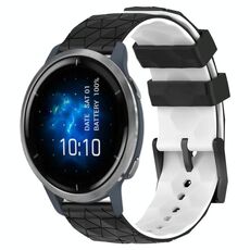 Per Garmin Venu 2 22mm Cinturino per orologio in silicone bicolore con motivo a calcio (nero + bianco)