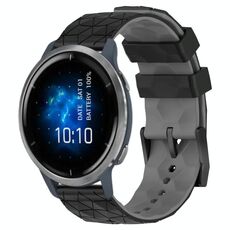 Per Garmin Venu 2 22mm Cinturino per orologio in silicone bicolore con motivo a calcio (nero + grigio)