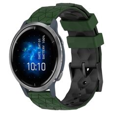 Per Garmin Venu 2 22mm Cinturino per orologio in silicone bicolore con motivo a calcio (verde militare + nero)