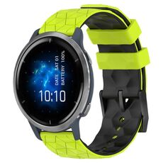 Per Garmin Venu 2 22mm Cinturino in silicone bicolore con motivo a calcio (verde lime + nero)