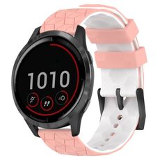 Per Garmin Vivoactive4 22mm Cinturino per orologio in silicone bicolore con motivo a calcio (rosa + bianco)