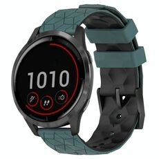 Per Garmin Vivoactive4 22mm Cinturino per orologio in silicone bicolore con motivo a calcio (verde oliva + nero)