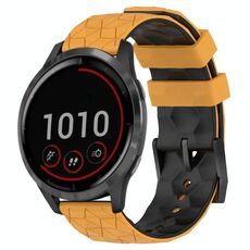 Per Garmin Vivoactive4 22mm Cinturino per orologio in silicone bicolore con motivo a calcio (giallo + nero)