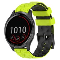Per Garmin Vivoactive4 22mm Cinturino per orologio in silicone bicolore con motivo a calcio (verde lime + nero)