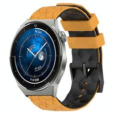 Per Huawei Watch GT3 Pro 43mm 20mm Cinturino in silicone bicolore con motivo a calcio (giallo + nero)