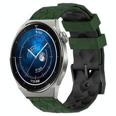 Per Huawei Watch GT3 Pro 43mm 20mm Cinturino in silicone bicolore con motivo a calcio (verde militare + nero)