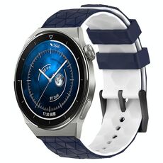 Per Huawei Watch GT3 Pro 43mm 20mm Cinturino in silicone bicolore con motivo a calcio (blu notte + bianco)