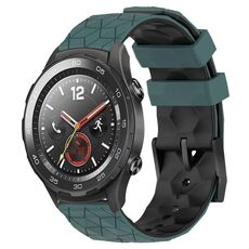Per Huawei Watch 2 Cinturino in silicone bicolore da 20 mm con motivo a calcio (verde oliva + nero)