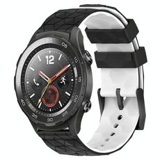 Per Huawei Watch 2 Cinturino in silicone bicolore da 20 mm con motivo a calcio (nero + bianco)