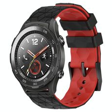 Per Huawei Watch 2 Cinturino in silicone bicolore da 20 mm con motivo a calcio (nero + rosso)