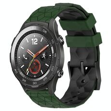 Per Huawei Watch 2 Cinturino in silicone bicolore da 20 mm con motivo a calcio (verde militare + nero)