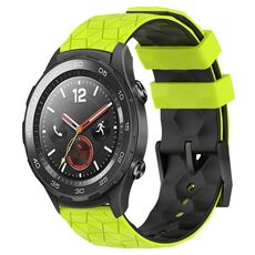 Per Huawei Watch 2 Cinturino in silicone bicolore da 20 mm con motivo a calcio (verde lime + nero)