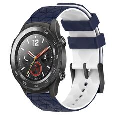Per Huawei Watch 2 Cinturino in silicone bicolore da 20 mm con motivo a calcio (blu notte + bianco)