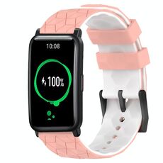 For Honor Watch ES 20mm Cinturino per orologio in silicone bicolore con motivo a calcio (rosa + bianco)