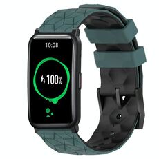 For Honor Watch ES 20mm Cinturino in silicone bicolore con motivo a calcio (verde oliva + nero)
