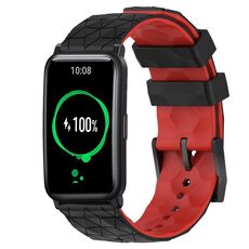 For Honor Watch ES 20mm Cinturino in silicone bicolore con motivo a calcio (nero + rosso)